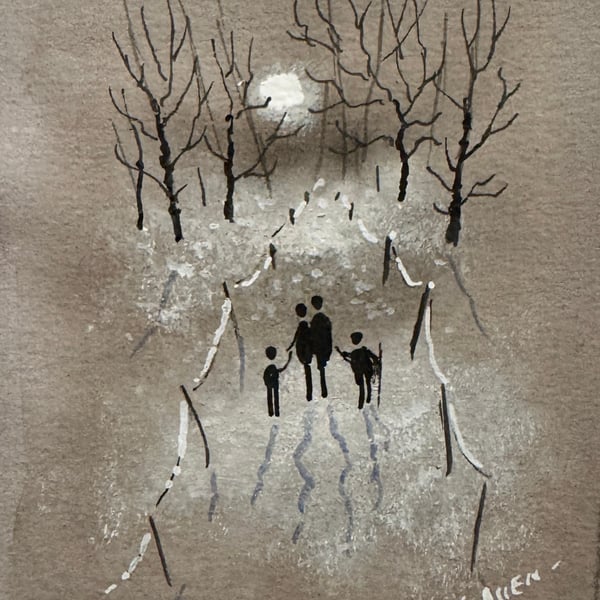 Original Aceo Painting ‘ Family  Day  ‘ by Stephen Allen 