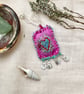 Boho Bedouin Embroidered & Silver Pendant Necklace 