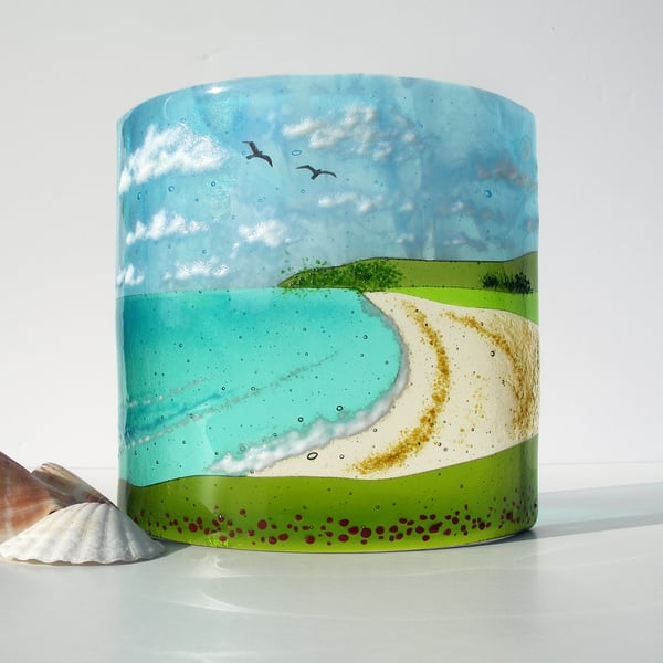 Rhossili fused glass curve