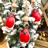 Robin small hanging decoration set of 3 