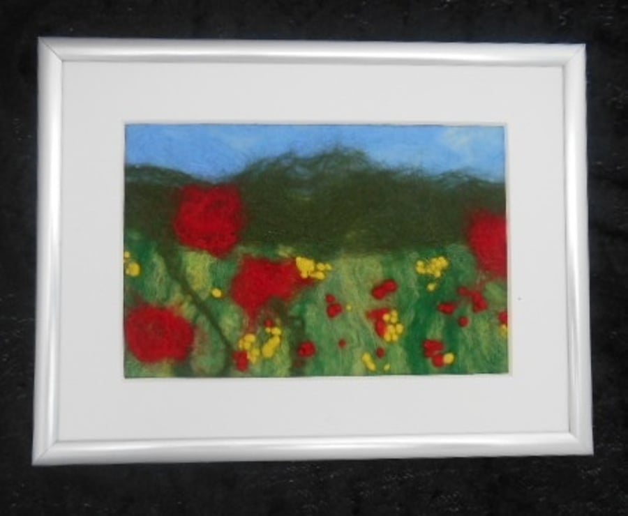 Felted Picture "Field of poppies"