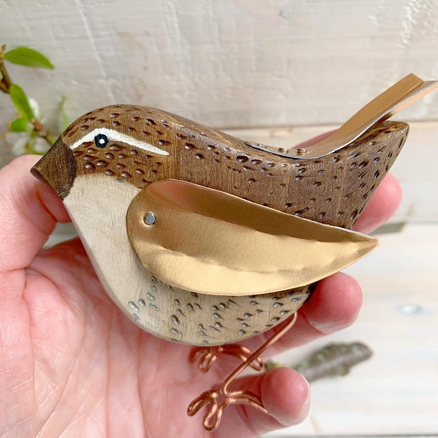 Wooden Wren, Handmade Gift, Bird Lovers,  Nature