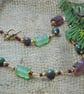 Ruby in Zoisite beads & glass flower beads necklace with gold plate charm - Image 3
