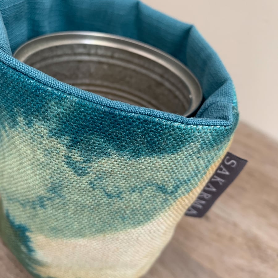 Tin Can Cosy - Turquoise watercolour 1