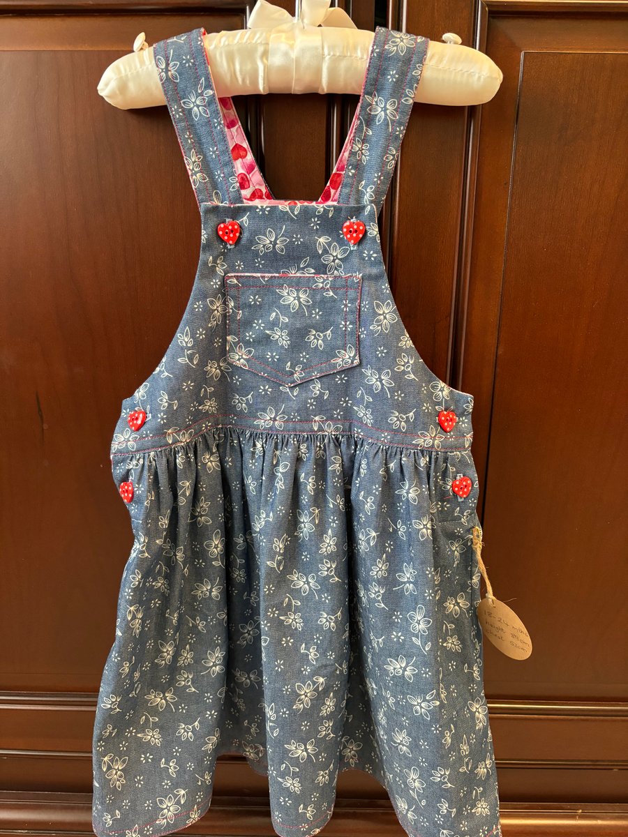 Baby’s Hearts Denim Pinafore Dress