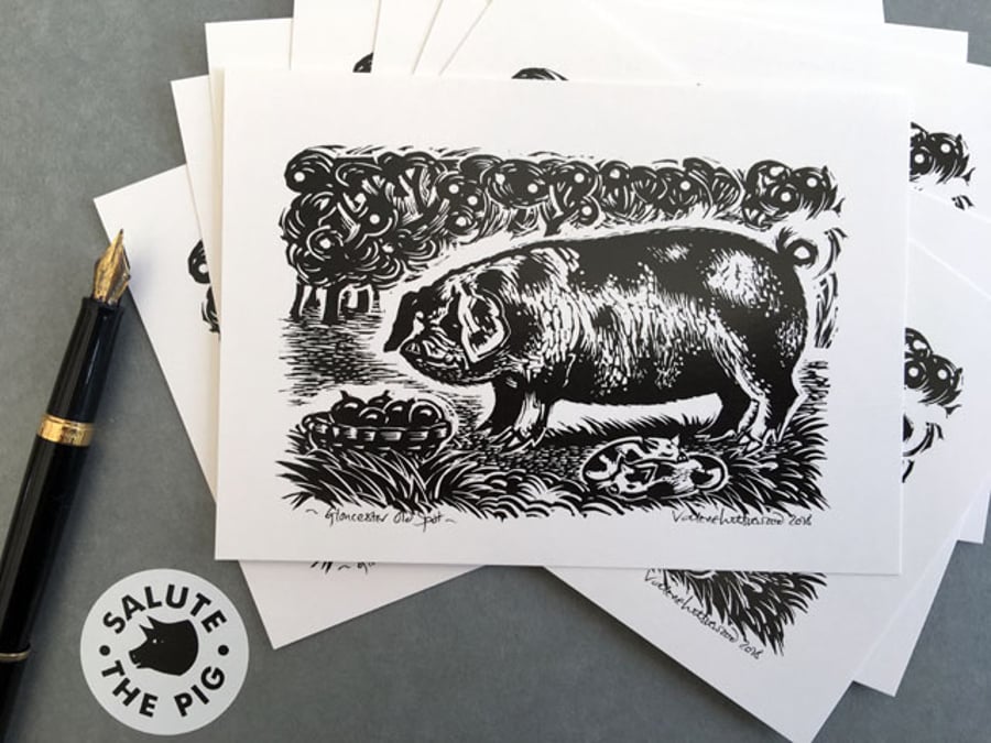 A Set of 8 British Rare Breed PIg Postcards 