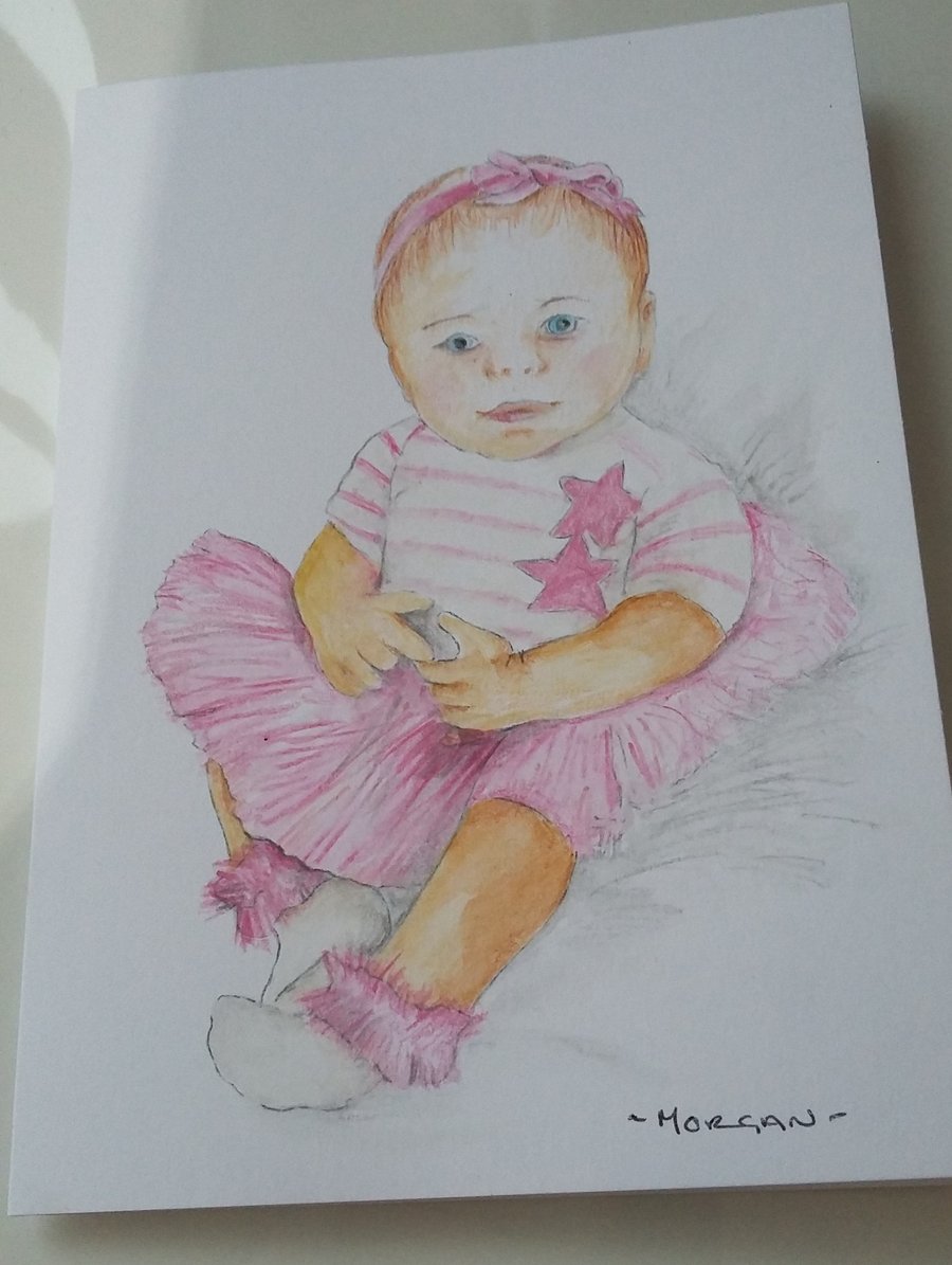 HAND PAINTED BABY GIRL CARD