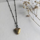 Petite Gold Heart Locket charm necklace - brass - nickel free - Spring jewellery