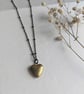 Petite Gold Heart Locket charm necklace - brass - nickel free - Spring jewellery