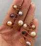 Multicoloured Cultured Pearl Copper Abstract Squiggle Dangle Earrings  - Image 4