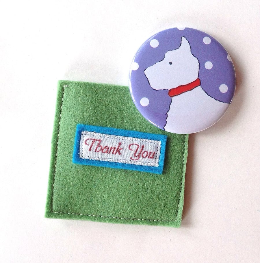 Teacher Gift 'Thank You' Scottie Dog Pocket Mirror Gift