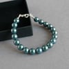 Simple Dark Green Pearl Bracelet - Teal Jewellery for Brides, Bridesmaids, Gifts