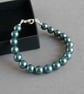 Simple Dark Green Pearl Bracelet - Teal Jewellery for Brides, Bridesmaids, Gifts - Image 1