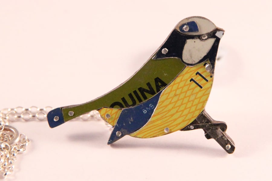 Tin Necklace Blue Tit