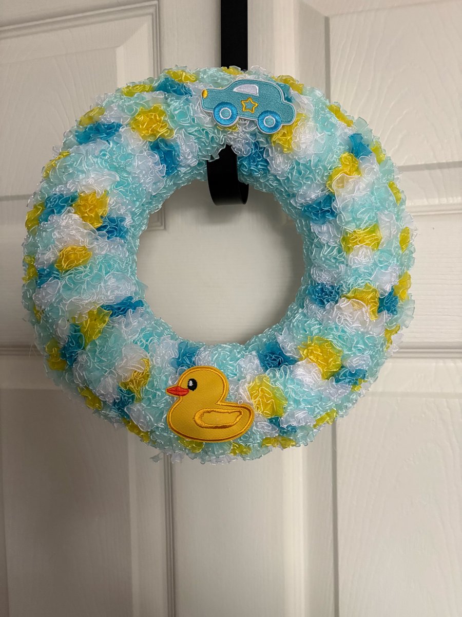 Baby boy shower wreath. 