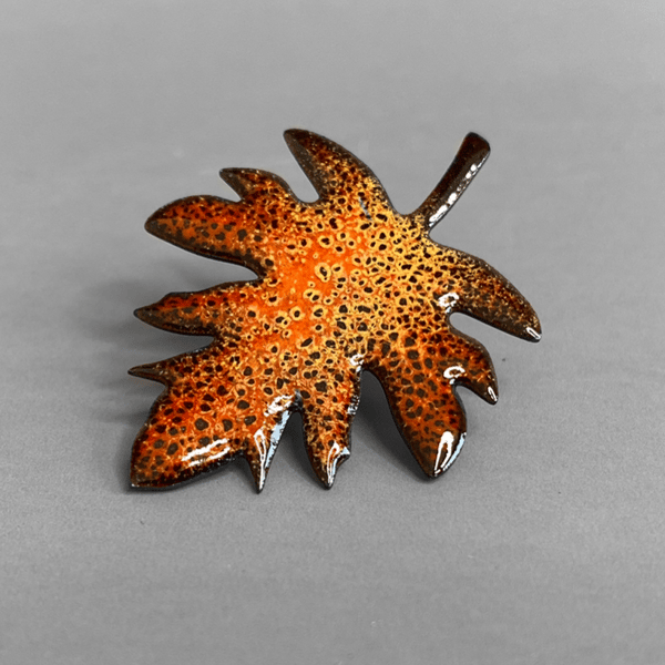 Enamel Leaf Brooch Pin