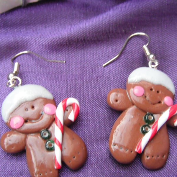 Christmas Novelty Fimo Earrings GINGERBREAD