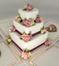 3D wedding cake exploding box card - pink and ivory roses - Image 2