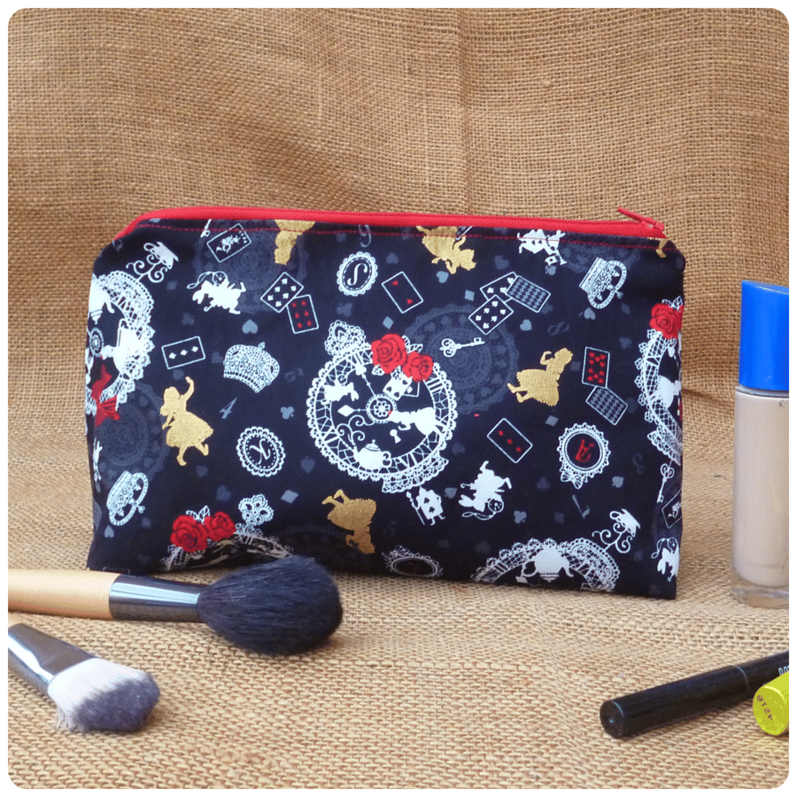 Alice in Wonderland Make Up Bag, Choice of Fabrics Available (SKU00619)