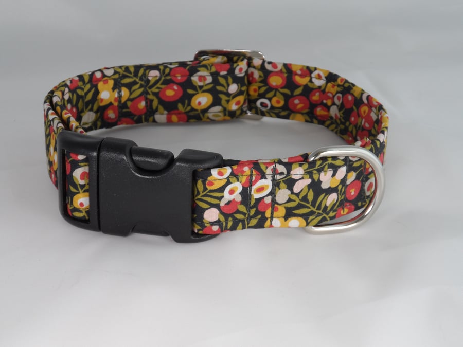 Handmade Liberty Fabric Dog Collar - Hedgerow Berries