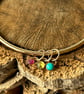 Gold Textured Bangle With Gemstone Charms - Image 8
