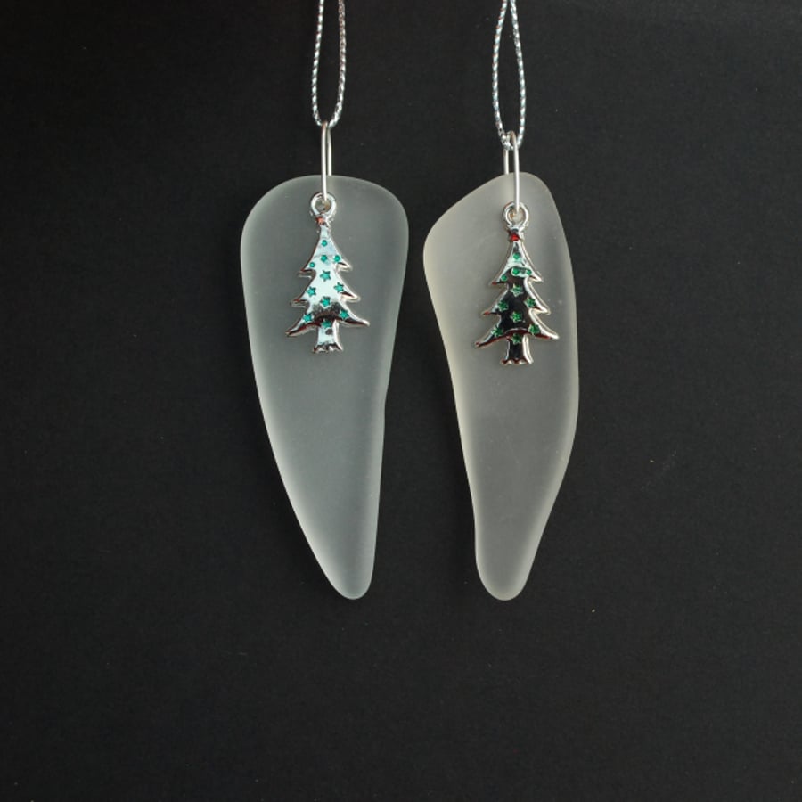 Beach glass Christmas hangers