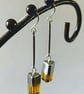  Perfectly Imperfect  Amber silver rectangular cube bead dangle earrings - Image 1