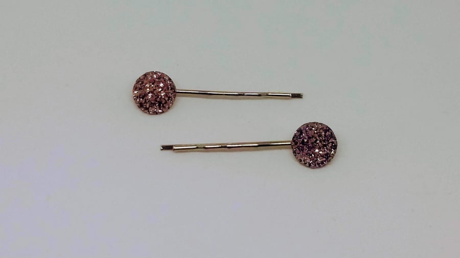Copper sparkly hair clips bobby pins