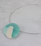 Smooth Glass Pebble Pendant on Choker Necklace - Image 3