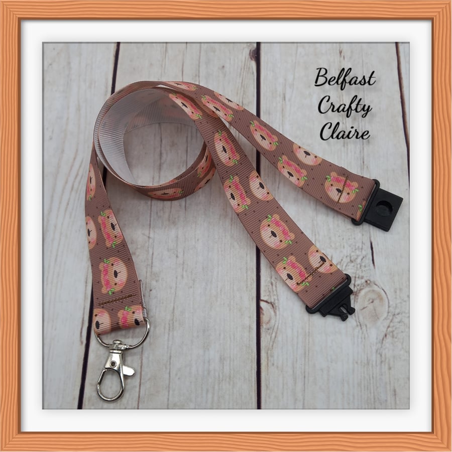 Lanyard Neck Strap - Bear Theme - Badge ID Phone Keys Office Travel - Gift