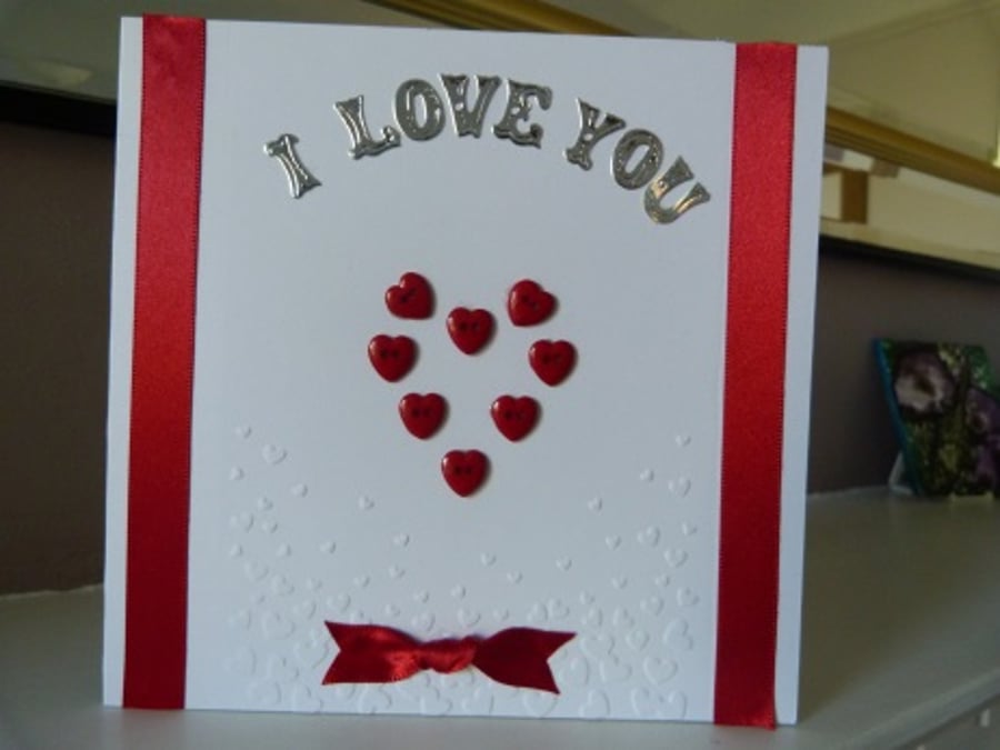 Red Button Heart Anniversary Card