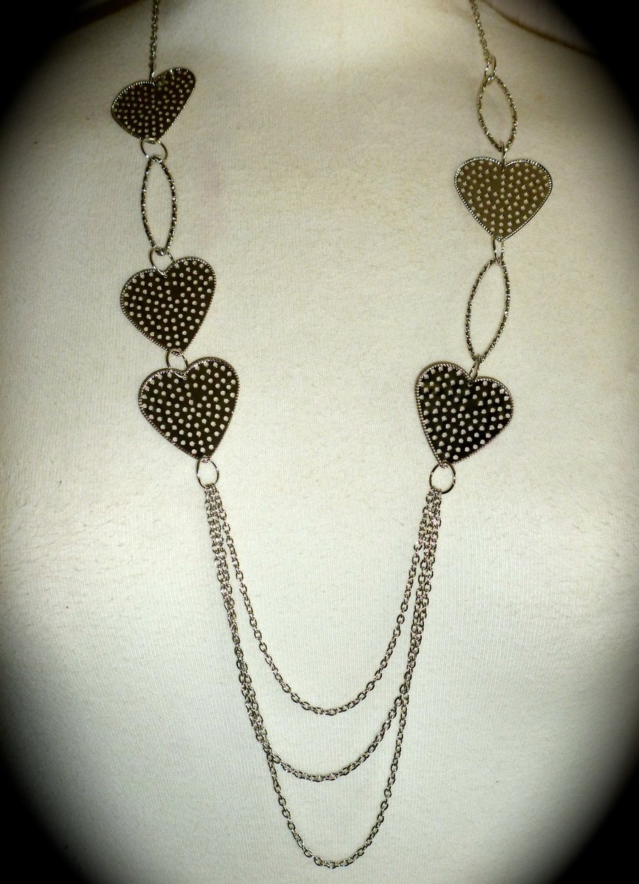  Necklace Silver 'Valentine Hearts'