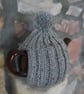Small Tea Cosy for 2 Cup Tea Pot, Grey Tweed, Hand Knitted - Image 3