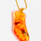 Bright Orange Glass Pendant with chain