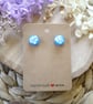Blue Resin and Abalone Shell Stainless Steel Stud Earrings