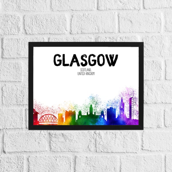 Glasgow rainbow skyline print