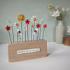 Clay and Button Flower Garden with Bees in a Wood Block