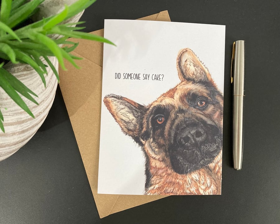 German Shepherd Art Card - Blank or personalised for any occasion 