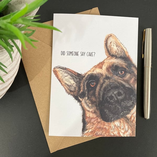 German Shepherd Art Card - Blank or personalised for any occasion 