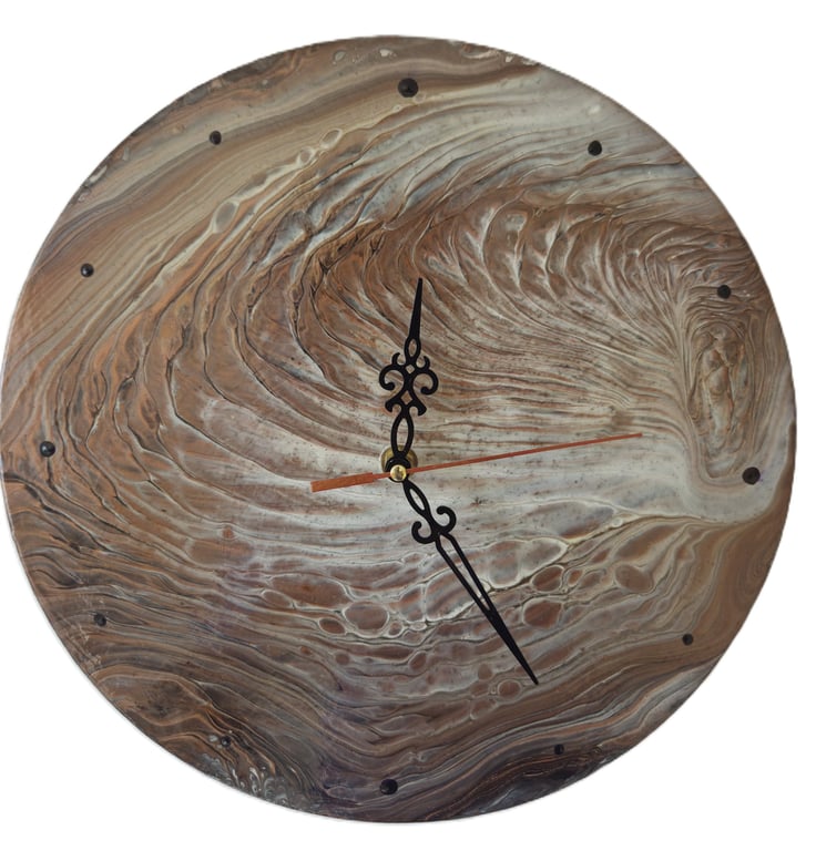 "Copper Radiance" Hand-Painted Fluid Art Wall Clock, Silent Home Decor