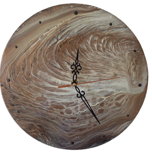 "Copper Radiance" Hand-Painted Fluid Art Wall Clock, Silent Home Decor