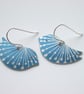 Bird earrings with seed print in blue and silver - Image 2