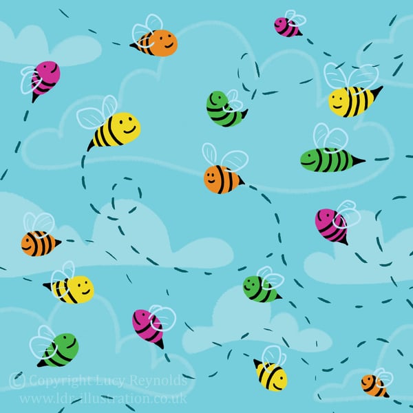 Rainbow Bees Print