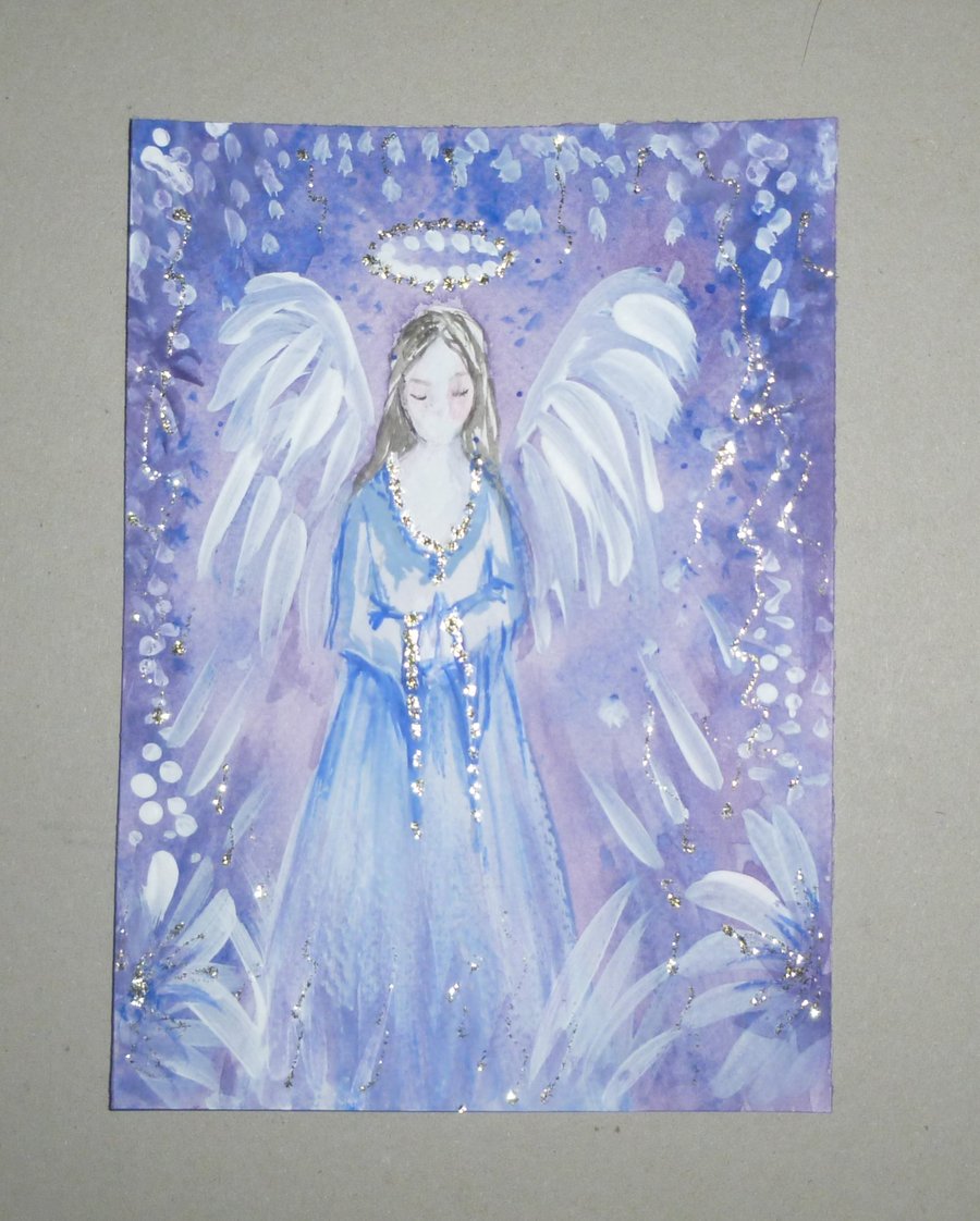 hand painted angel art painting with glitter ( ref FA205 PNG1 )