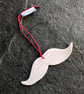 Moustache Movember Christmas Decoration white Santa The  Porcelain Menagerie  - Image 3