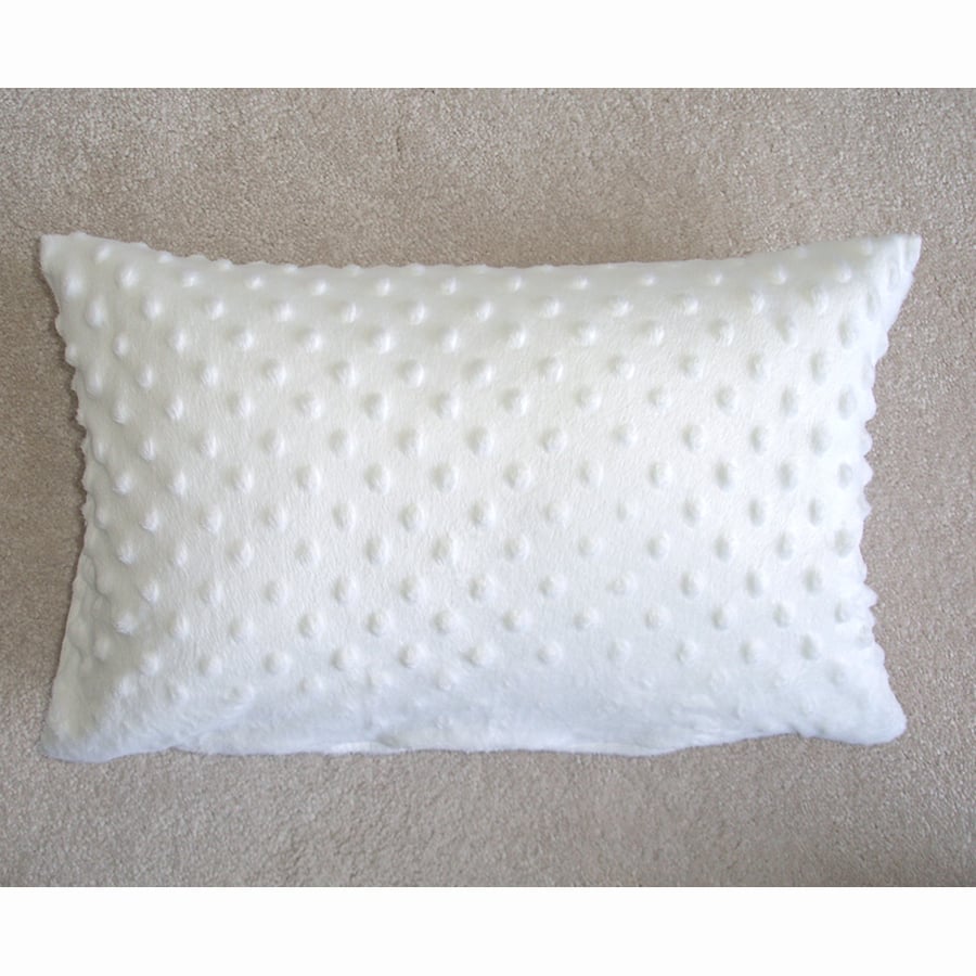 Tempur Travel Pillow Cover 16x10 Soft Cuddlesoft Minky White Spots SMALL
