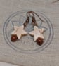 Cream howlite star and goldstone bead earrings with copper ear wires - Image 3
