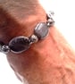 Men's Black Grey Marbled Oval Stone and Gunmetal Spacer Bracelet, Men's Bracelet - Image 4