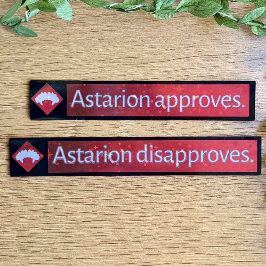 Astarion Approves Disapproves Sticker Set - Holographic Vinyl RPG Decals