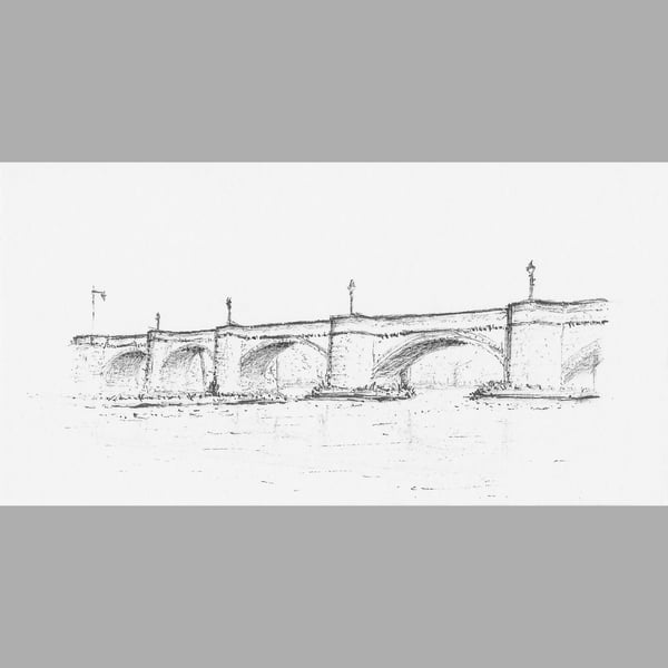 The Bridge over the Tyne at Corbridge miniature print of pen drawing ACEO